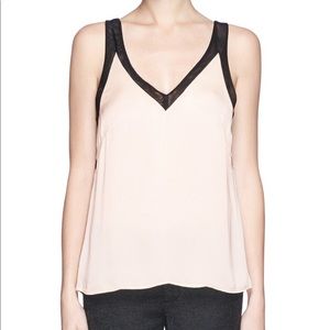 Sandro Silk and Mesh V-neck Tank S